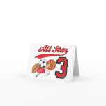 All Star Sports 3rd Birthday Invitations Greeting Cards