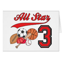 All Star Sports 3rd Birthday Invitations Greeting Cards