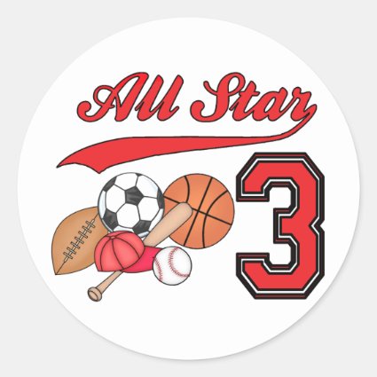 All Star Sports 3rd Birthday Sticker