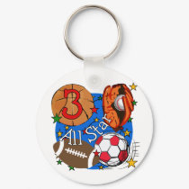 All Star Sports 3rd Birthday Tshirts and Gifts keychains