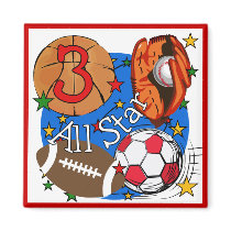 All Star Sports 3rd Birthday Tshirts and Gifts magnets by kids_birthdays All Star Sports 3rd Birthday Tshirts and Gifts magnets