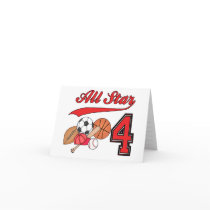 All Star Sports 4th Birthday Invitations Card