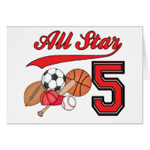 All Star Sports 5th Birthday Invitations Cards