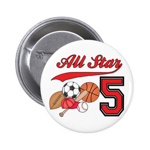 All Star Sports 5th Birthday Pins