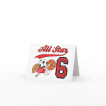 All Star Sports 6th Birthday Invitations Greeting Card