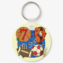 All Star Sports 7th Birthday Tshirts and Gifts keychains