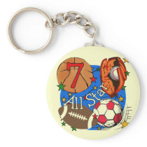 All Star Sports 7th Birthday Tshirts and Gifts Key Chains