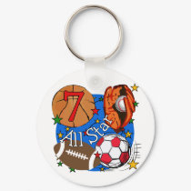 All Star Sports 7th Birthday Tshirts and Gifts keychains