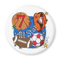 All Star Sports 7th Birthday Tshirts and Gifts magnets by kids_birthdays All Star Sports 7th Birthday Tshirts and Gifts magnets