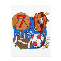 All Star Sports 7th Birthday Tshirts and Gifts postcards by kids_birthdays All Star Sports 7th Birthday Tshirts and Gifts postcards