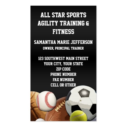 All Star Sports Balls w/ Brick Wall Business Card Templates (front side)