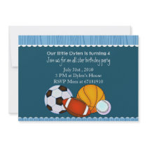 All Star Sports Birthday Party invite