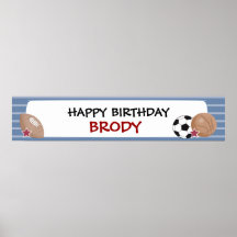 ALL STARS Sports Birthday or Baby Shower Banner Posters