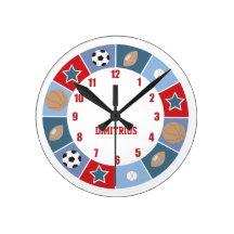 All Stars Sports theme Nursery Wall Clock