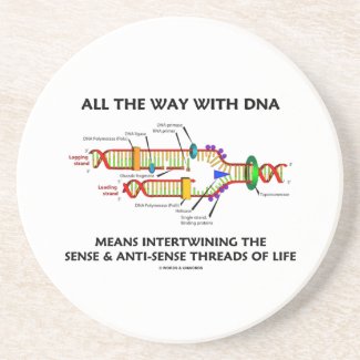 All The Way With DNA Intertwining Sense Anti-Sense Beverage Coaster