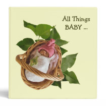 All Things Baby: Clay Baby in Basket with Leaves Binders