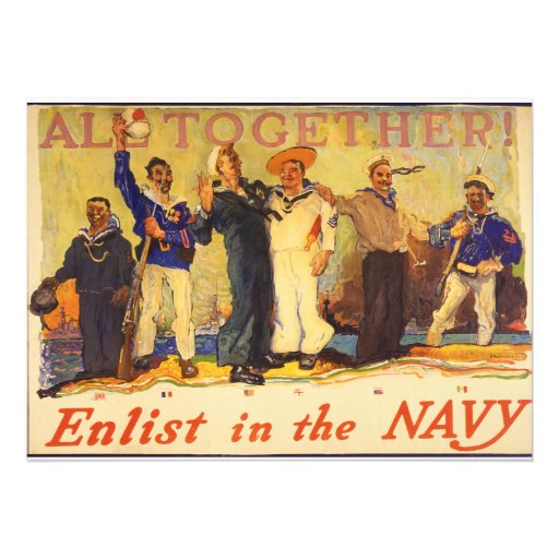 All Together! Enlist in the Navy World War 1 1917 Card