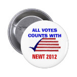ALL VOTES COUNT NEWT 2012 BUTTON