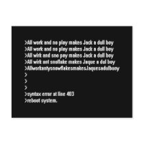 All work and no play postcards