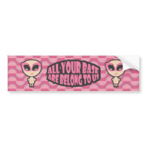 All Your Base Are Belong To Us Pink Bumper Sticker