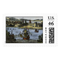 Allain Mallet: View of St. Augustine Florida, 1683 postage