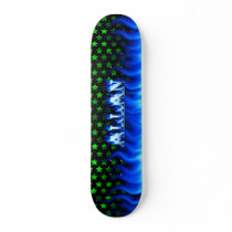 Allan skateboard blue fire and flames design