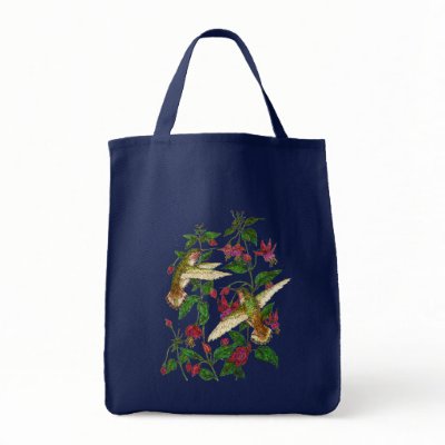Allans Hummingbirds and Fuschia Canvas Bag by artbyjehf
