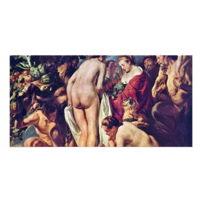 Allegory Of Abundance By Jordaens Jacob Picture Card by Artcollection
