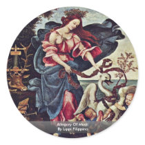 Allegory Of Music By Lippi Filippino Round Stickers