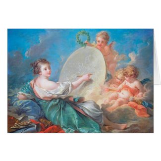 Allegory of painting Boucher Francois rococo lady Greeting Cards