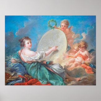 Allegory of painting Boucher Francois rococo lady Print