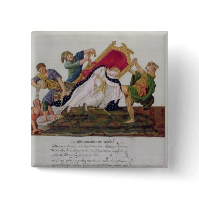 Allegory of the overturning of the throne pinback buttons by bridgemanart