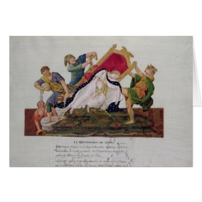 Allegory of the overturning of the throne greeting card by bridgemanart