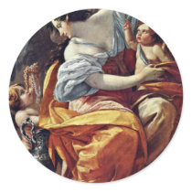 Allegory Of Wealth By Vouet Simon (Best Quality) Round Sticker