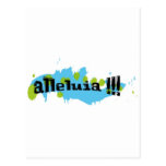 Alleluia !!! Noir sur taches bleues-vertes Postcard