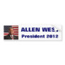 ALLEN WEST President 2012 Bumper Sticker ALLEN WEST President 2012 Bumper Sticker