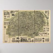 Allentown Pennsylvania 1901 Antique Panoramic Map Print