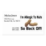 Allergic To Nuts So Back Off Business Card Template