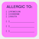 Allergies Medical Chart Labels Square Sticker