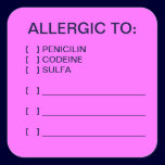 Allergies Medical Chart Labels stickers