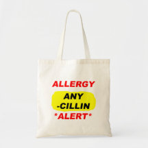 Allergy Alert cillin derivitives Allergy Design Al Canvas Bag