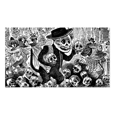 Alley Cat Calavera c. early 1900's Mexico. Business Card Template by TheDayoftheDead