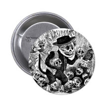 Alley Cat Calavera c. early 1900's Mexico. Buttons