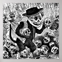 Alley Cat Calavera c. early 1900's Mexico. Posters
