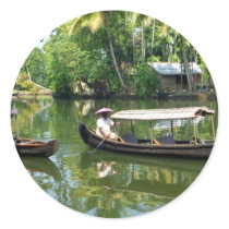 Alleypey backwaters, india round stickers
