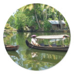 Alleypey backwaters, india round stickers