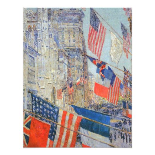 Allies Day, May 1917 Hassam, Vintage Impressionism Personalized Announcement (front side)