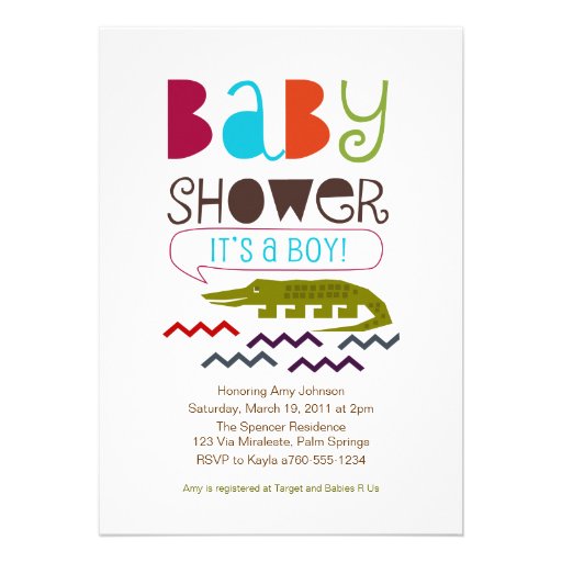 Alligator Baby Shower Invitations