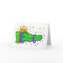Alligator Beads Mardi Gras Card