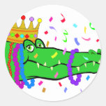 Alligator Beads Mardi Gras Round Sticker